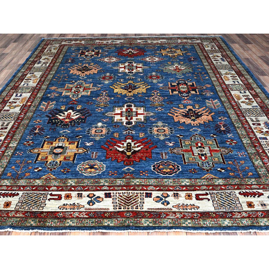 Kazak Wool Hand Knotted Rug Blue Ivory 8.2X10.1 -O086549