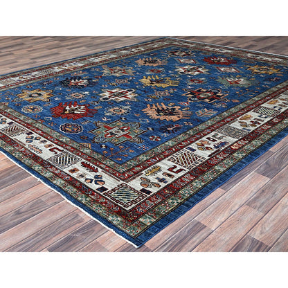 Kazak Wool Hand Knotted Rug Blue Ivory 8.2X10.1 -O086549