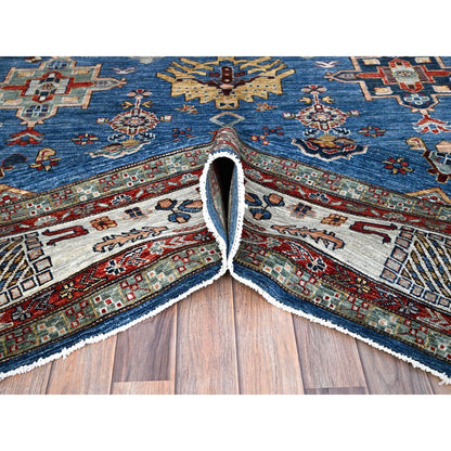 Kazak Wool Hand Knotted Rug Blue Ivory 8.2X10.1 -O086549