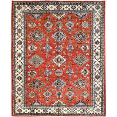 Kazak Wool Hand Knotted Rug Red Ivory 8.2X9.11 -O086551