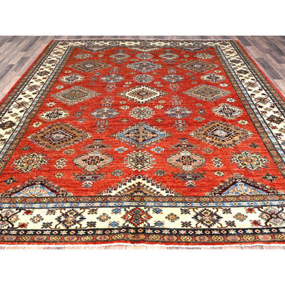 Kazak Wool Hand Knotted Rug Red Ivory 8.2X9.11 -O086551