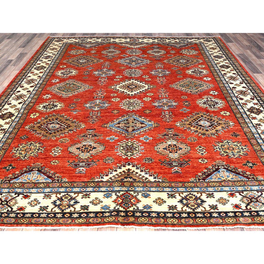 Kazak Wool Hand Knotted Rug Red Ivory 8.2X9.11 -O086551