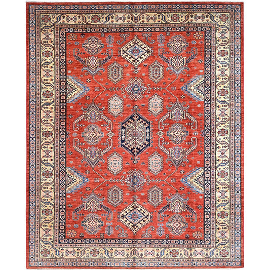 Kazak Wool Hand Knotted Rug Red Ivory 8.1X10.0 -O086552