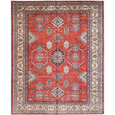 Kazak Wool Hand Knotted Rug Red Ivory 8.1X10.0 -O086552
