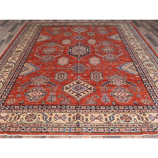 Kazak Wool Hand Knotted Rug Red Ivory 8.1X10.0 -O086552