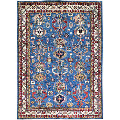 Kazak Wool Hand Knotted Rug Blue Ivory 9.11X13.8 -O086553
