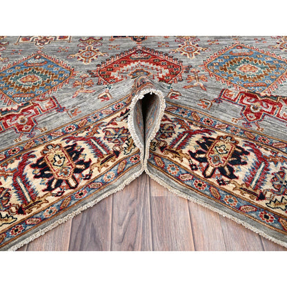 Kazak Wool Hand Knotted Rug Grey Ivory 6.1X9.6 -O086558