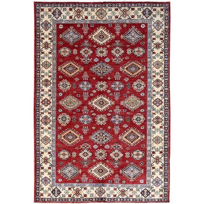Kazak Wool Hand Knotted Rug Red Ivory 6.0X8.8 -O086560