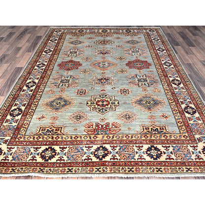 Kazak Wool Hand Knotted Rug Grey Ivory 6.0X9.0 -O086563