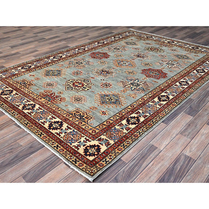 Kazak Wool Hand Knotted Rug Grey Ivory 6.0X9.0 -O086563