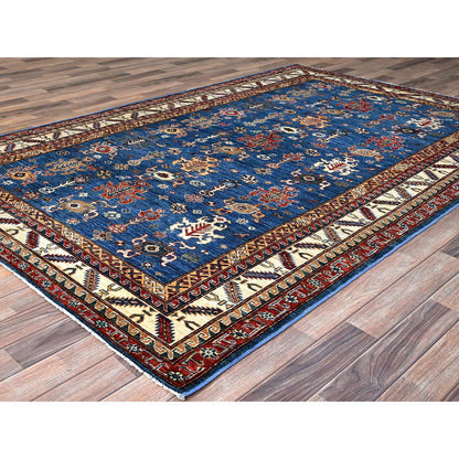 Kazak Wool Hand Knotted Rug Blue Ivory 5.10X8.9 -O086564