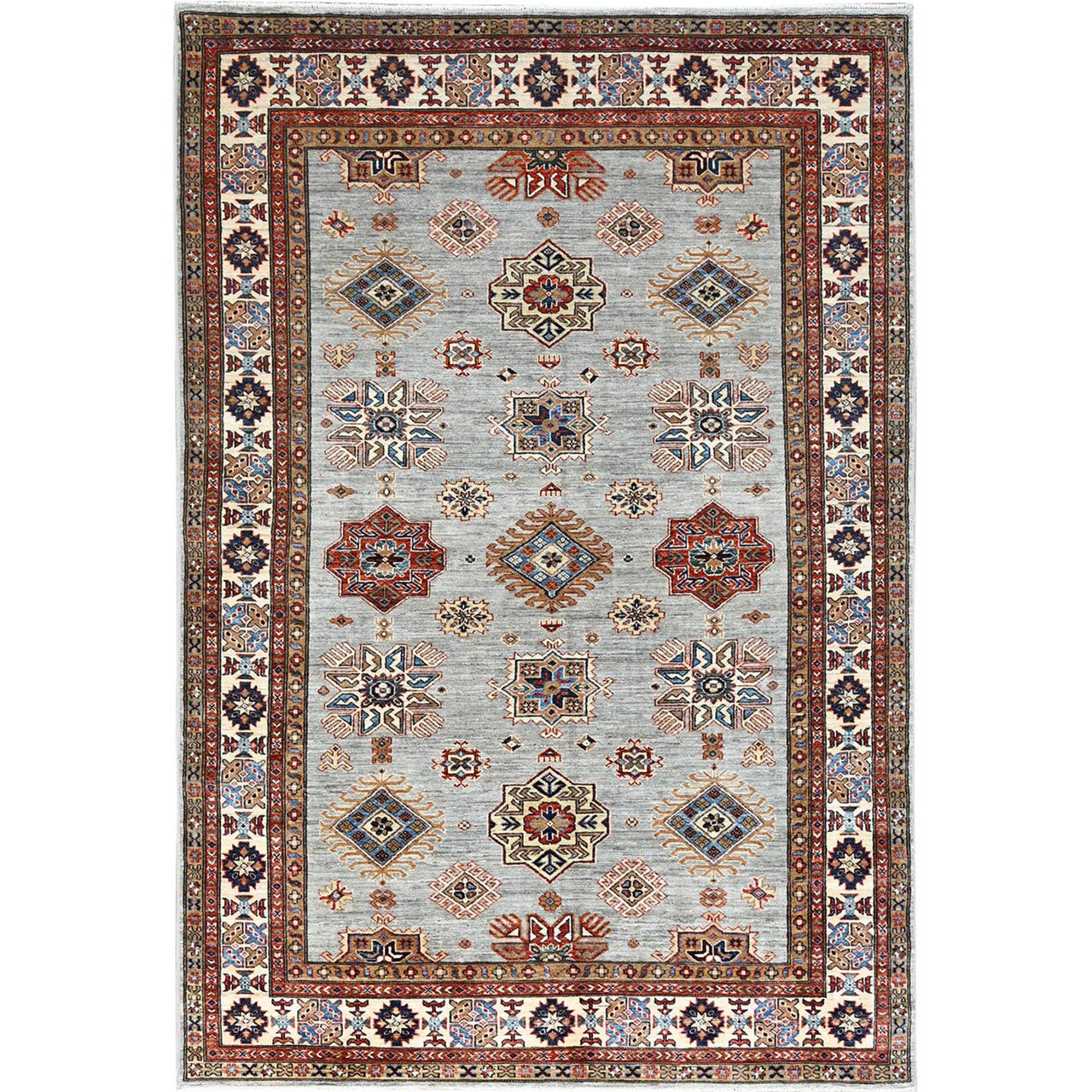 Gray 5'11" x 8'9" Kazak Hand knotted Wool Rug - Sku: O086565