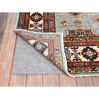Kazak Wool Hand Knotted Rug Grey Ivory 5.11X8.9 -O086565
