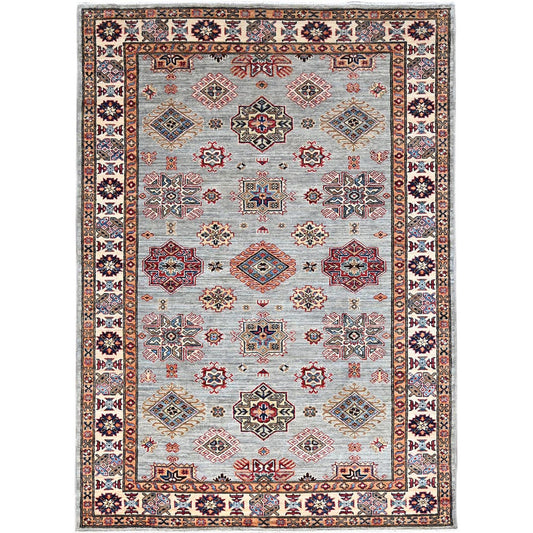 Kazak Wool Hand Knotted Rug Grey Ivory 4.11X7.1 -O086572