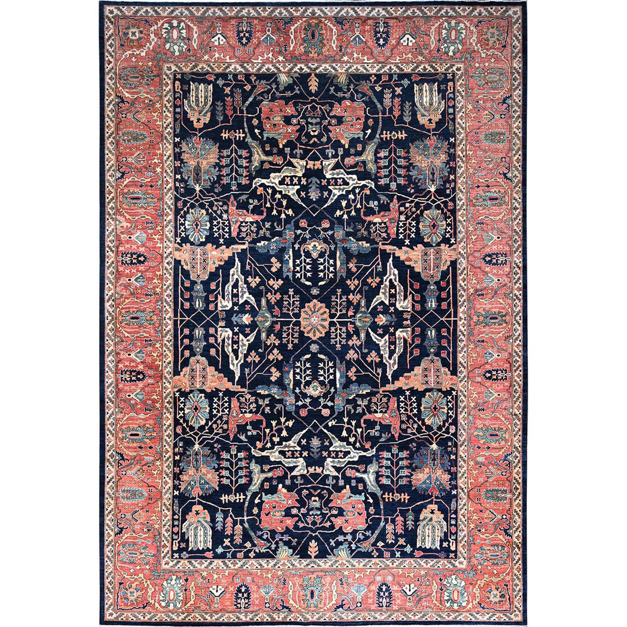 Blue 11'11" x 17'6" Heriz Indian Hand knotted Wool Rug -O086573