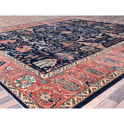 Heriz Wool Hand Knotted Rug Blue Indian Red 11.11X17.6 -O086573