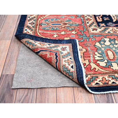 Heriz Wool Hand Knotted Rug Blue Indian Red 11.11X17.6 -O086573