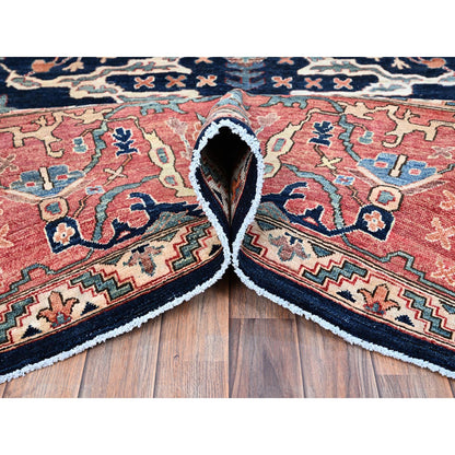 Heriz Wool Hand Knotted Rug Blue Indian Red 11.11X17.6 -O086573