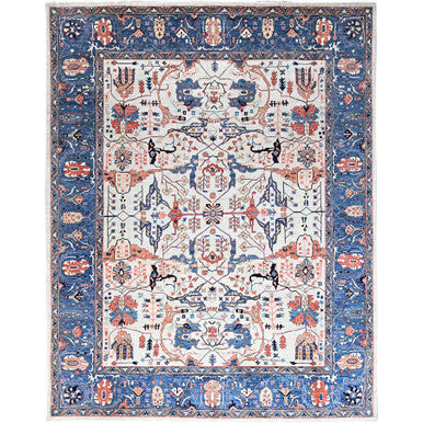 Heriz Wool Hand Knotted Rug Grey Academy Blue 12.0X15.2 -O086574