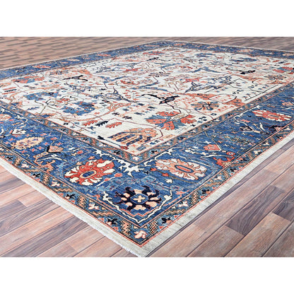 Heriz Wool Hand Knotted Rug Grey Academy Blue 12.0X15.2 -O086574