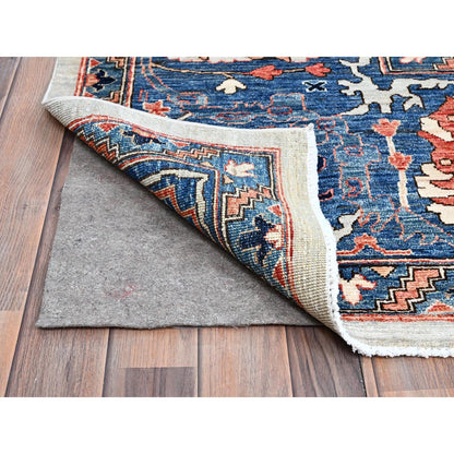Heriz Wool Hand Knotted Rug Grey Academy Blue 12.0X15.2 -O086574