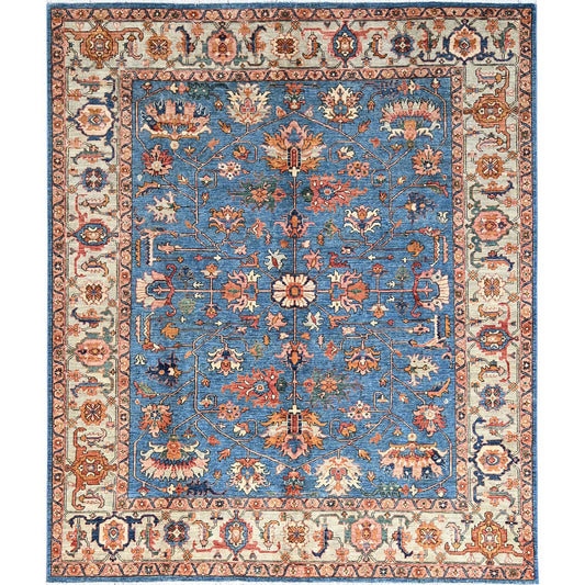 Heriz Wool Hand Knotted Rug Blue Gray 8.3X9.9 -O086575