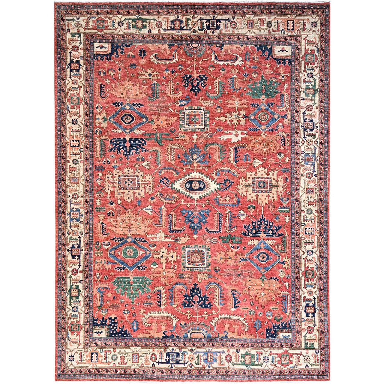 Red 10'1" x 13'11" Heriz Hand knotted Wool Rug - Sku: O086576