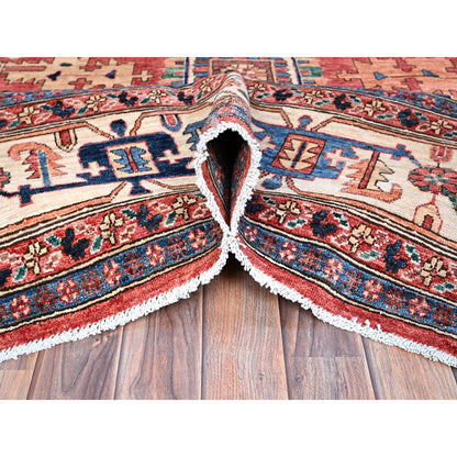 Heriz Wool Hand Knotted Rug Red Beige 10.1X13.11 -O086576
