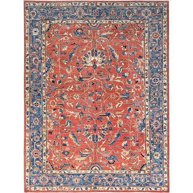 Heriz Wool Hand Knotted Rug Red Blue 9.0X12.0 -O086578