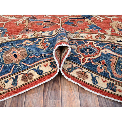 Heriz Wool Hand Knotted Rug Red Blue 9.0X12.0 -O086578