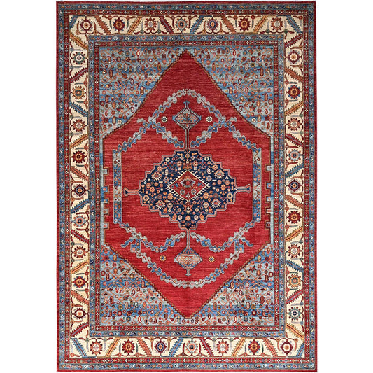 Heriz Wool Hand Knotted Rug Red Beige 10.0X14.4 -O086583