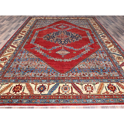 Heriz Wool Hand Knotted Rug Red Beige 10.0X14.4 -O086583