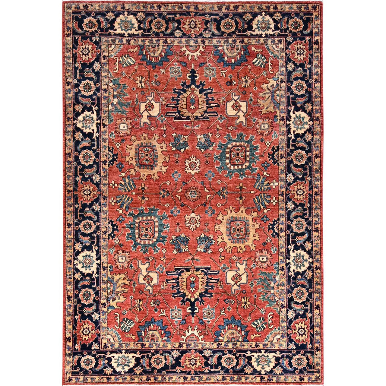 Red 6'1" x 8'10" Heriz Hand knotted Wool Rug - Sku: O086586