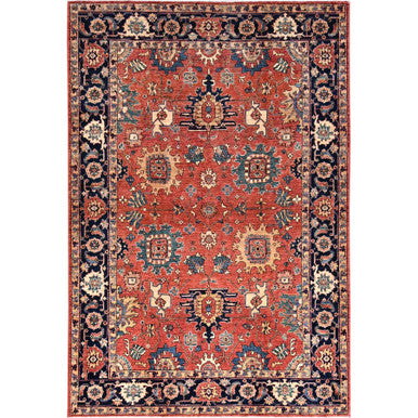 Heriz Wool Hand Knotted Rug Red Blue 6.1X8.10 -O086586
