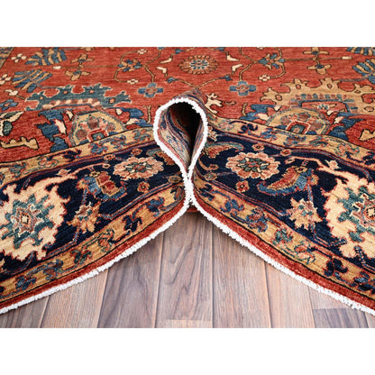 Heriz Wool Hand Knotted Rug Red Blue 6.1X8.10 -O086586