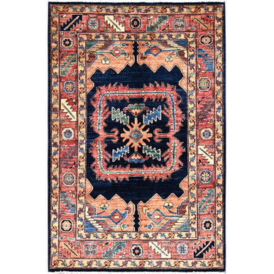 Heriz Wool Hand Knotted Rug Blue Red 4.1X6.2 -O086589