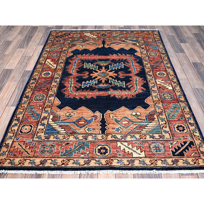 Heriz Wool Hand Knotted Rug Blue Red 4.1X6.2 -O086589