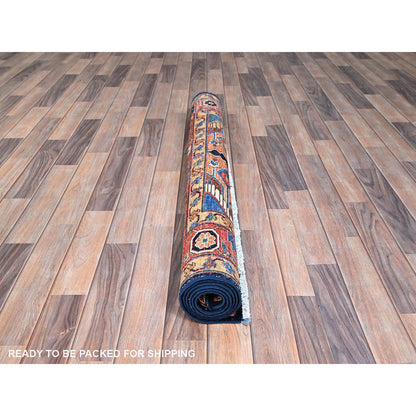 Heriz Wool Hand Knotted Rug Blue Red 4.1X6.2 -O086589