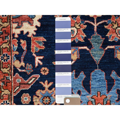 Fine Oriental Wool Hand Knotted Rug Blue Red 2.9X10.2 -O086590