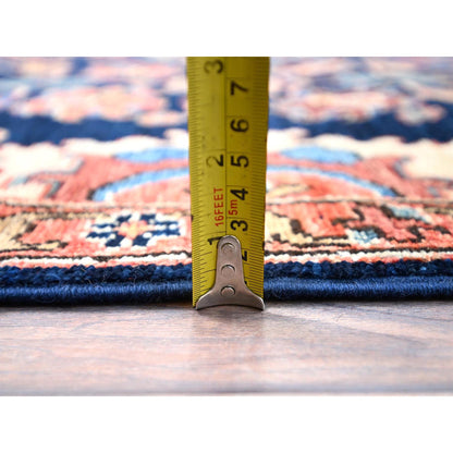 Fine Oriental Wool Hand Knotted Rug Blue Red 2.9X10.2 -O086590