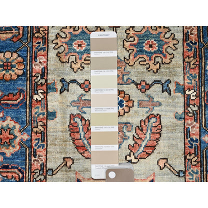 Heriz Wool Hand Knotted Rug Green Blue 2.7X12.3 -O086591