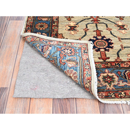 Heriz Wool Hand Knotted Rug Green Blue 2.10X13.9 -O086594