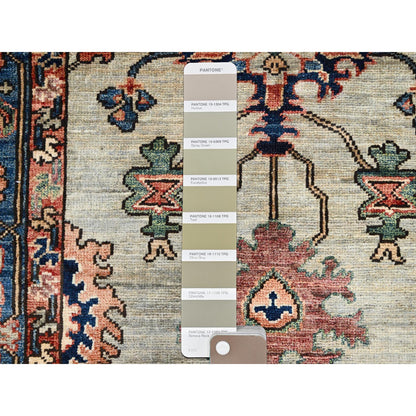Heriz Wool Hand Knotted Rug Green Blue 2.10X13.9 -O086594