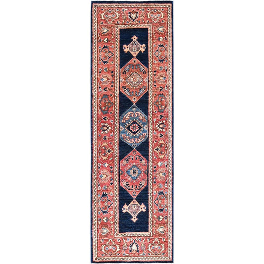 Heriz Wool Hand Knotted Rug Blue Rustic Red 2.0X6.1 -O086596