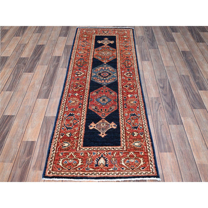 Heriz Wool Hand Knotted Rug Blue Rustic Red 2.0X6.1 -O086596