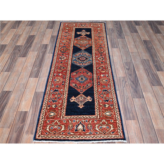 Heriz Wool Hand Knotted Rug Blue Rustic Red 2.0X6.1 -O086596