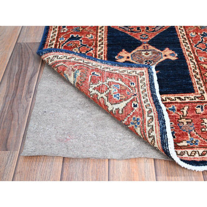 Heriz Wool Hand Knotted Rug Blue Rustic Red 2.0X6.1 -O086596