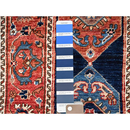 Heriz Wool Hand Knotted Rug Blue Rustic Red 2.0X6.1 -O086596