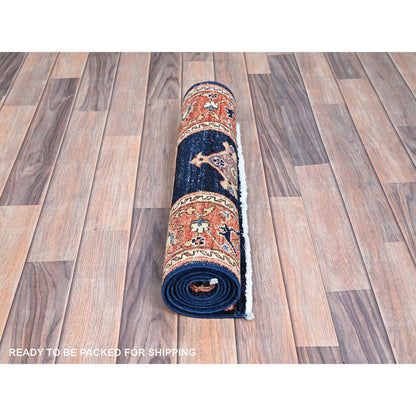 Heriz Wool Hand Knotted Rug Blue Rustic Red 2.0X6.1 -O086596