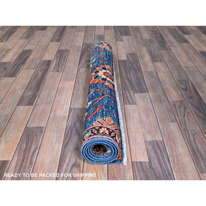 Tribal & Geometric Wool Hand Knotted Rug Blue Braves Navy Blue 3.3X5.6 -O086606